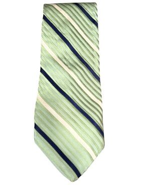 City of London Vintage Silk Tie Sage Green Navy Stripe Novelty Lining
